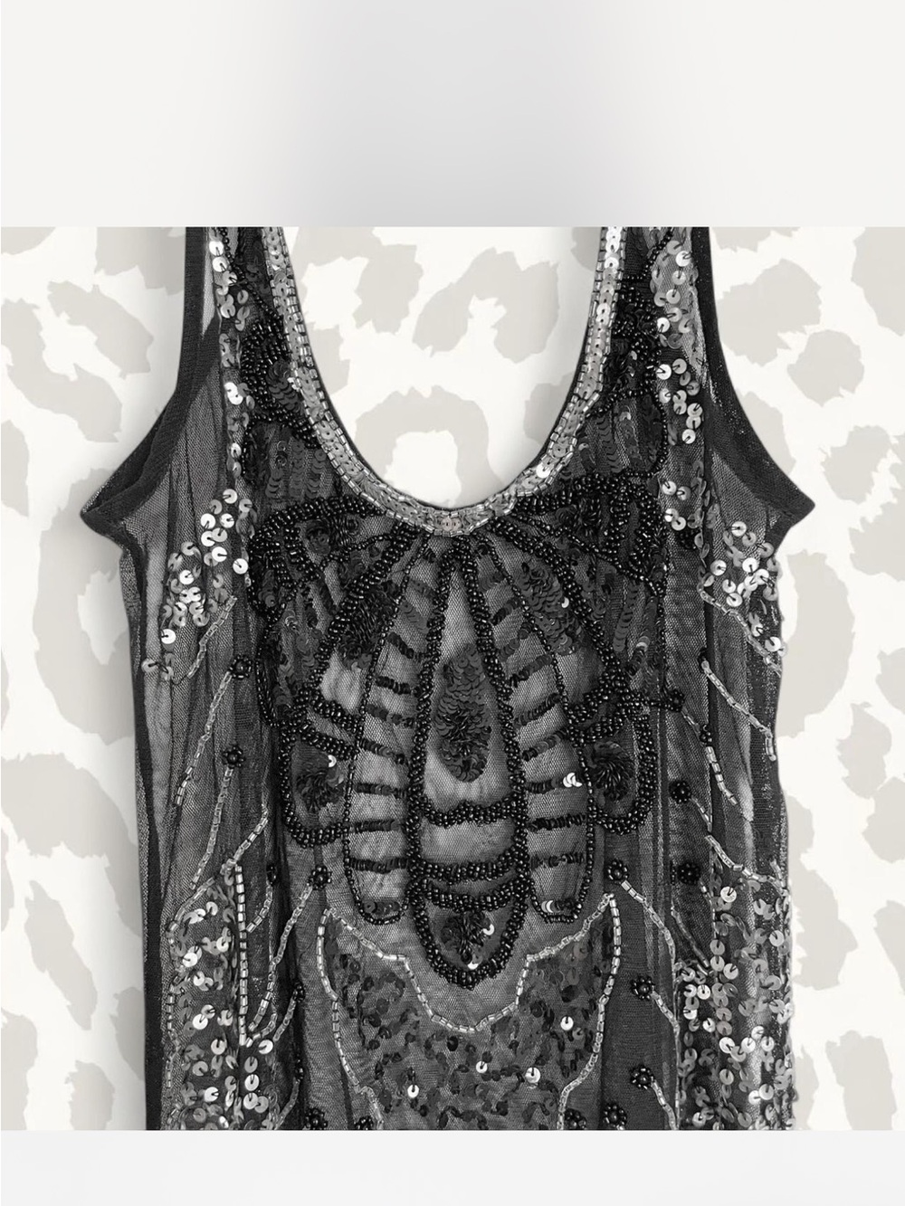 Sheer Black Sequin Embellished Tank Top - Picture 4 of 5